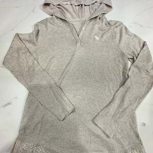 Abercrombie Kids Girls’ Cream Henley Long Sleeve Shirt with Lace Trim 11/12